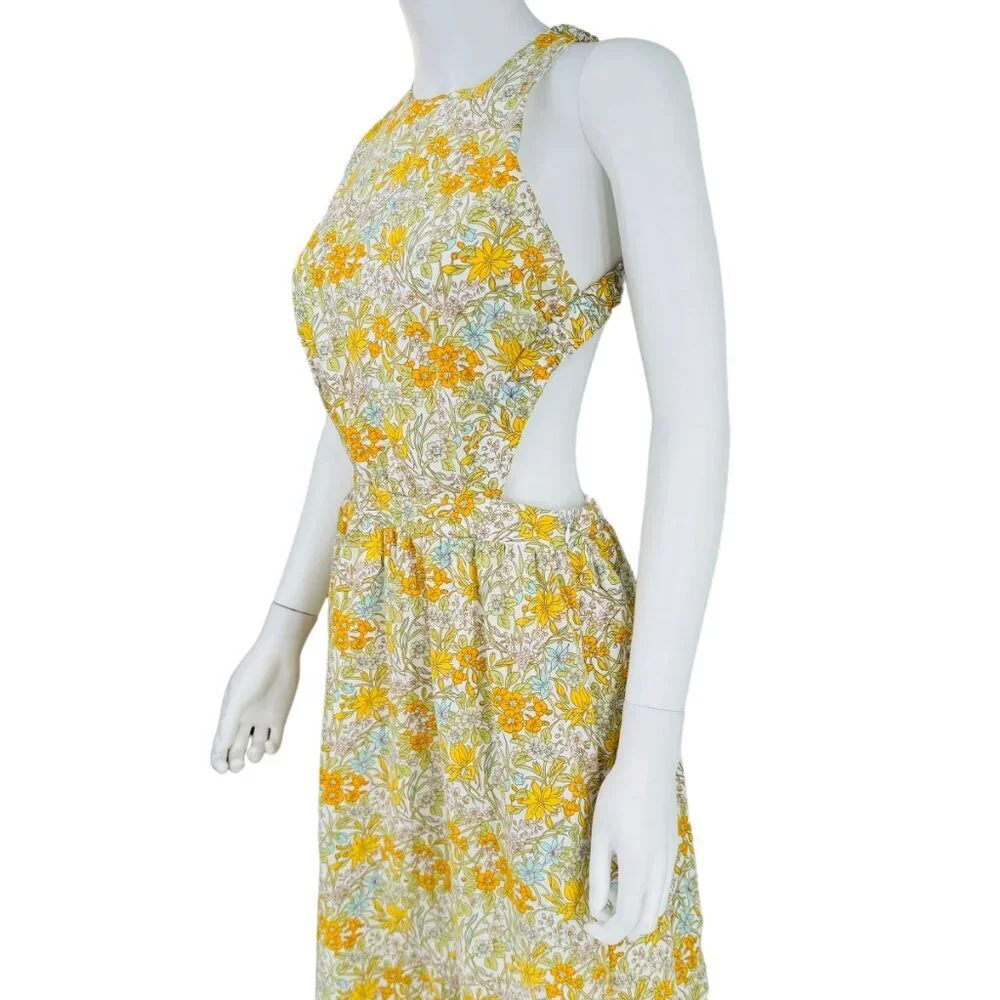 Hyacinth House NEW Yellow Pastel Retro Floral Maggie Maxi Dress Size Small - Picture 8 of 9